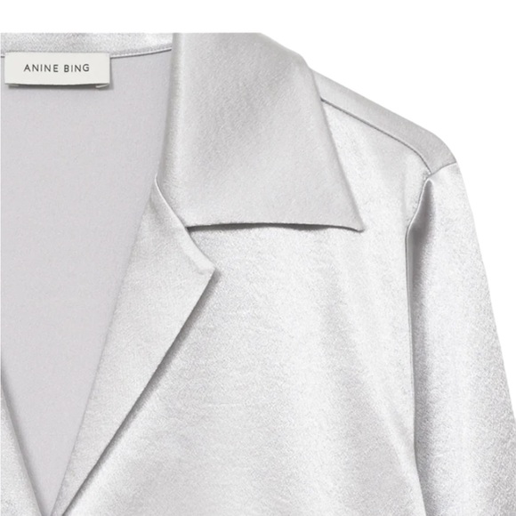 Anine Bing Grey Silk Long Sleeve Button Down Blouse Size S - Picture 6 of 15